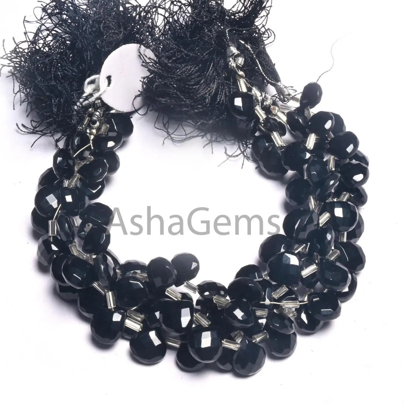 AAA Quality Black Onyx Hydro Faceted Heart Beads,8" Coal Black Hydro Checker Cut Heart Briolette Side Drill Beads Jewelry making Craft SALE(AG 18728)