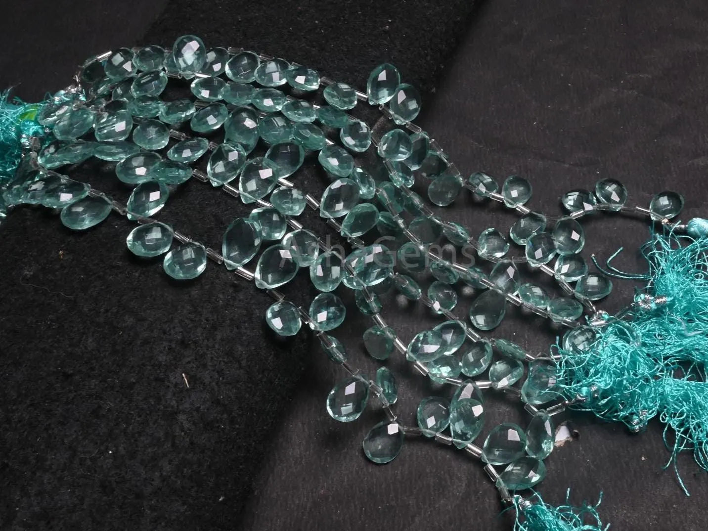 Beautiful Sea Green Chalcedony Color Hydro faceted Pears Shape Beads, AAA Green amethyst Color Hydro Teardrop Briolette Beads Jewelry Making (AG 18737)