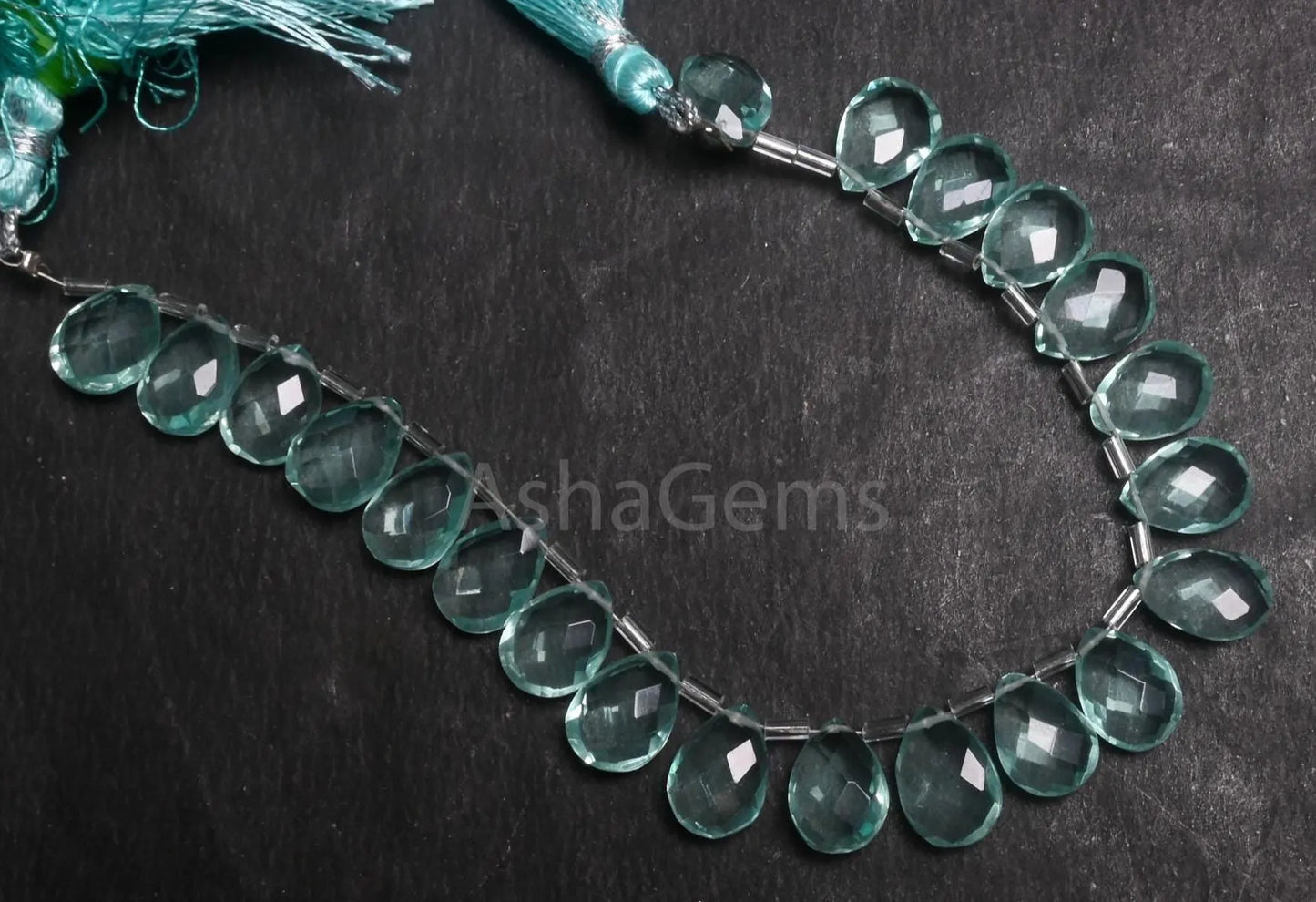 Beautiful Sea Green Chalcedony Color Hydro faceted Pears Shape Beads, AAA Green amethyst Color Hydro Teardrop Briolette Beads Jewelry Making (AG 18737)