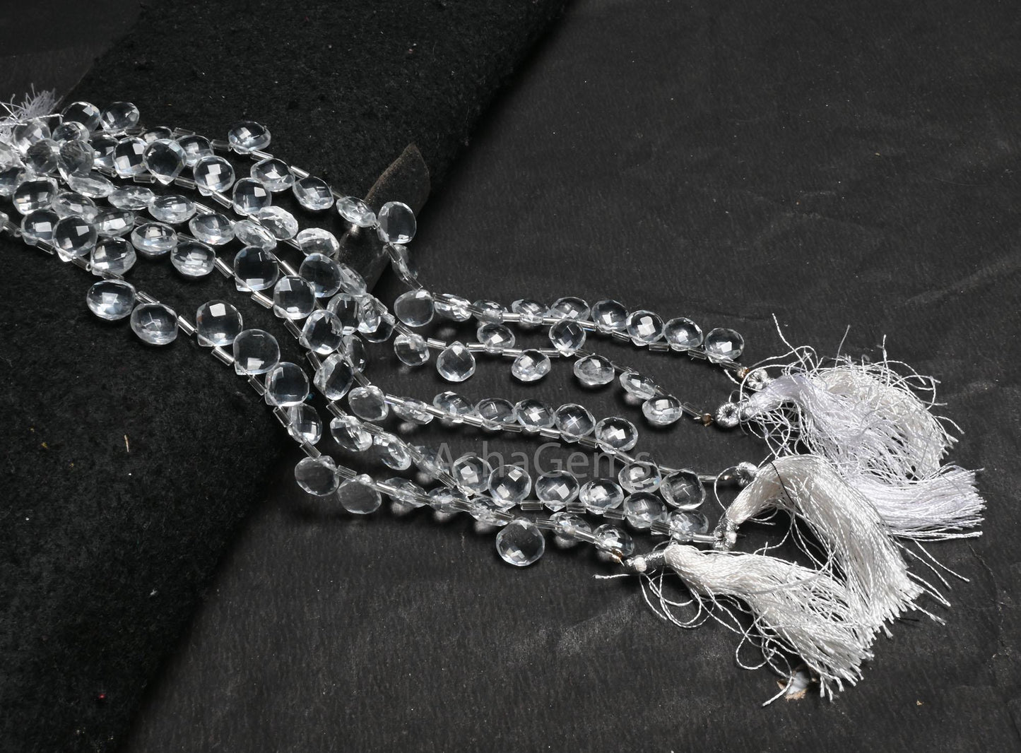 Beautiful Crystal White Hydro Faceted Heart Briolette Beads,7" AAA White Clear Quartz Hydro Checker Cut Heart Side Drill Bead Jewelry Crafts(AG 18740