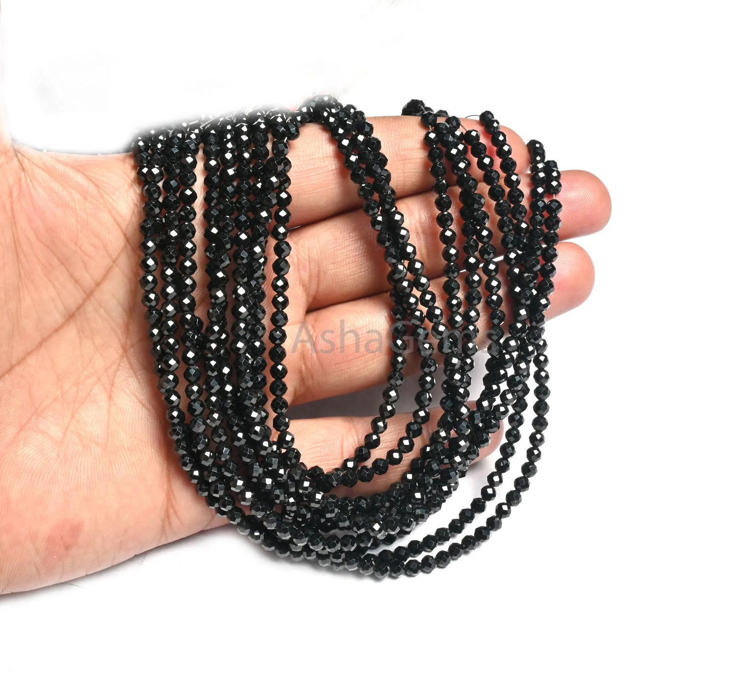 3.5 mm Natural Black Spinel Faceted Rondelle Gemstone Beads,15.5" AAA Coal Black Spinel Micro Machine Cut Spinal Beads Jewelry Necklace SALE