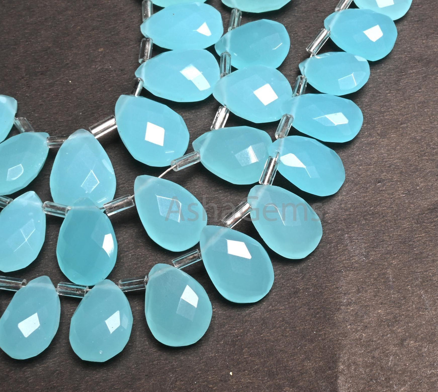 AAA Quality Sky Blue Chalcedony Color Hydro Faceted Pear Shape Beads,8" Sky Blue Hydro Teardrop Briolette Beads Jewelry making Handicrafts(AG 18750)