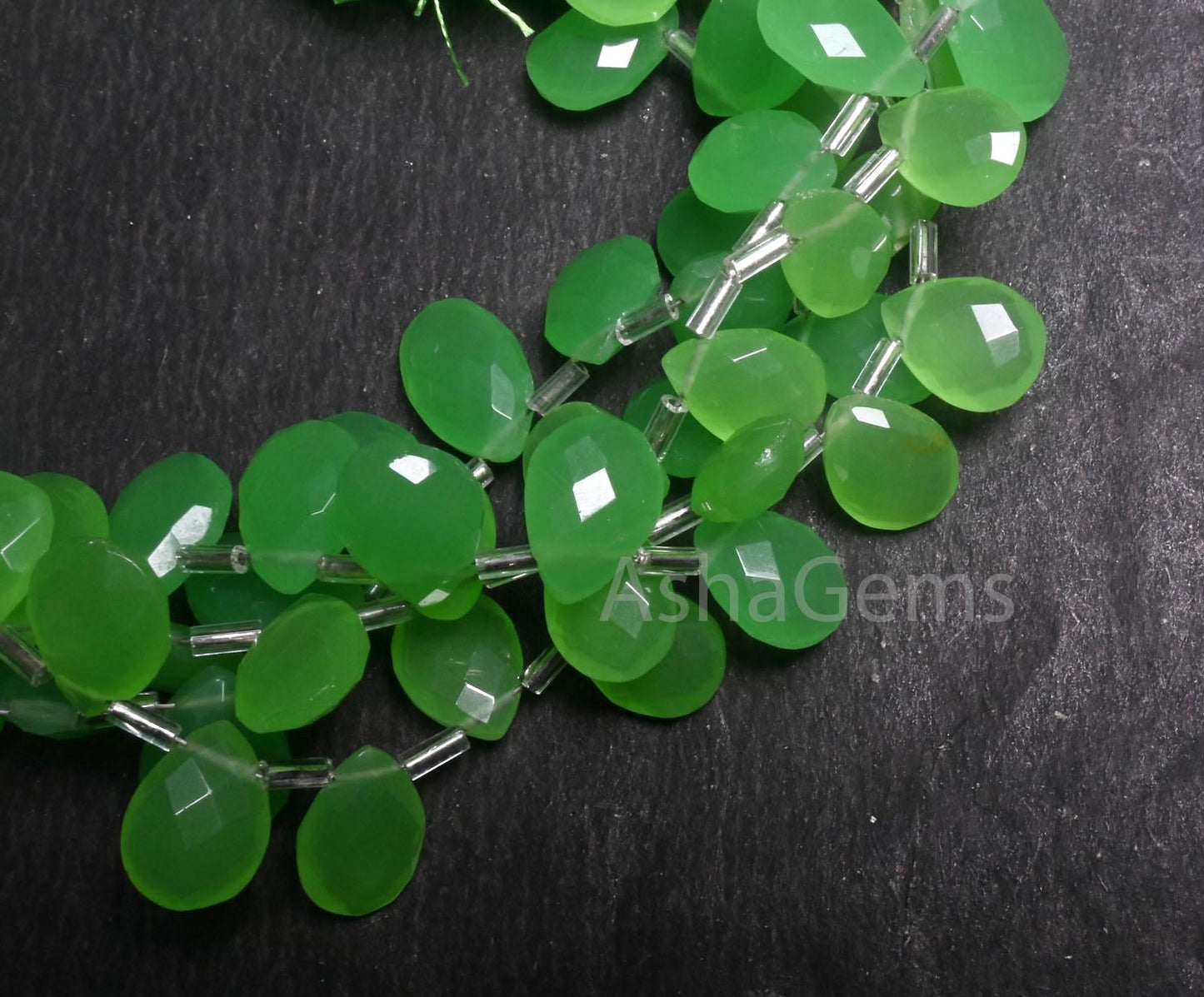 Beautiful Green Quartz Hydro Checker Cut Pears Shape Beads,9" Strand AAA Green Hydro Faceted Teardrop Briolette Side Drill Bead Jewelry SALE (AG 18752)