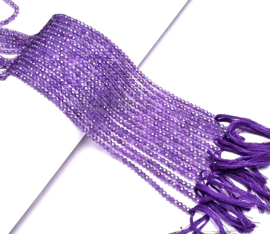 AAA Quality Amethyst Micro Cut Faceted Rondelle Shape Gemstone Beads, Natural Purple Amethyst machine Cut Africa amethyst Bead Jewelry Craft