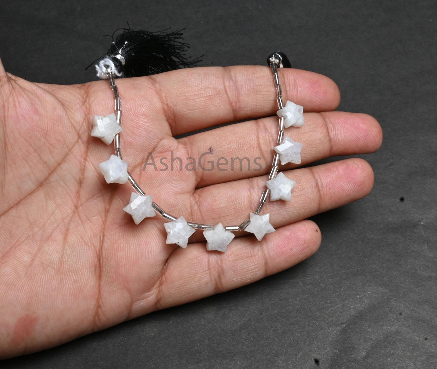 White Rainbow Moonstone Carving Star Gemstone Fancy Beads, Natural Flash Rainbow Carved Star faceted Moonstone Carve Briolette Beads Jewelry (AG 18871)