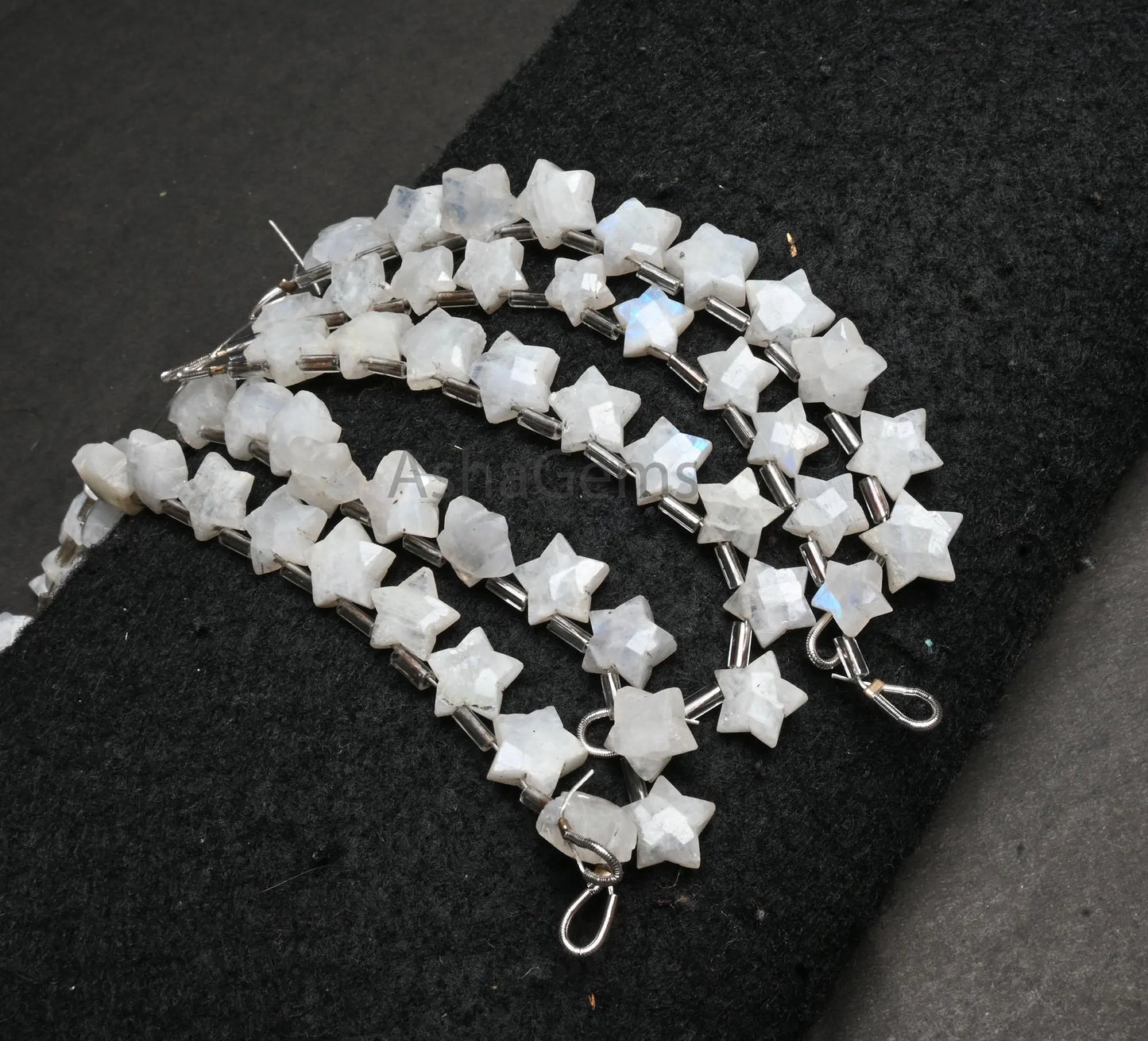 Natural Rainbow Moonstone Carved Star Shape Gemstone Beads, Flashy White Rainbow Faceted Fancy Star Carving Moonston Bead Jewelry Craft SALE (AG 18873)