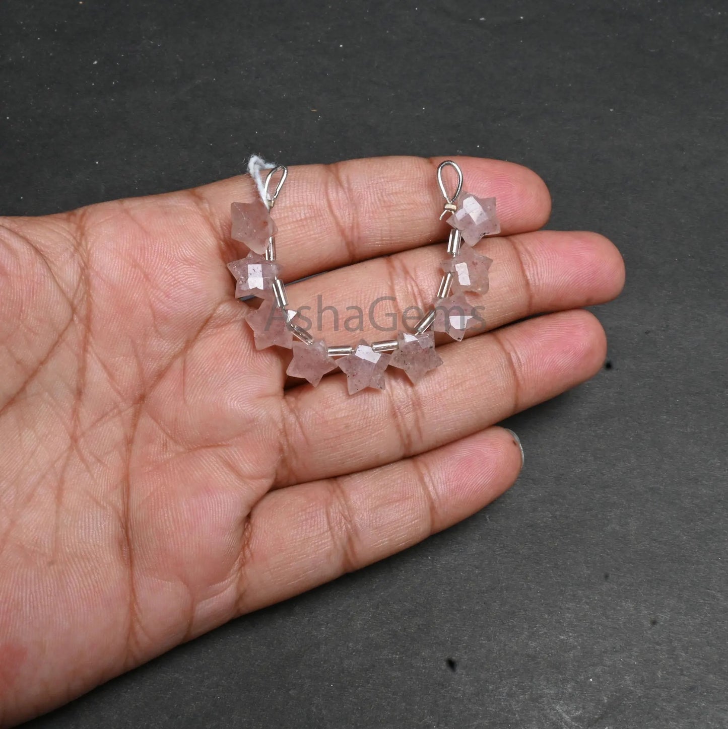 Beautiful Pink Strawberry Quartz Fancy Star Shape Carving Beads,10 mm Fine Natural Pink Strawberry Faceted Star Carved Beads Jewelry makings (AG 18876)