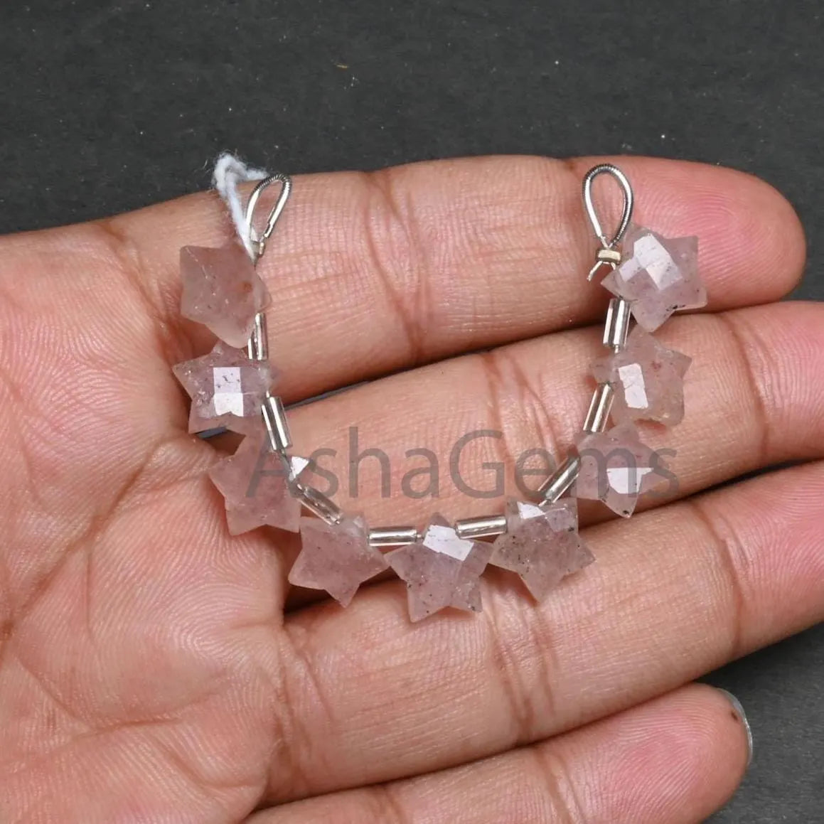 Beautiful Pink Strawberry Quartz Fancy Star Shape Carving Beads,10 mm Fine Natural Pink Strawberry Faceted Star Carved Beads Jewelry makings (AG 18876)