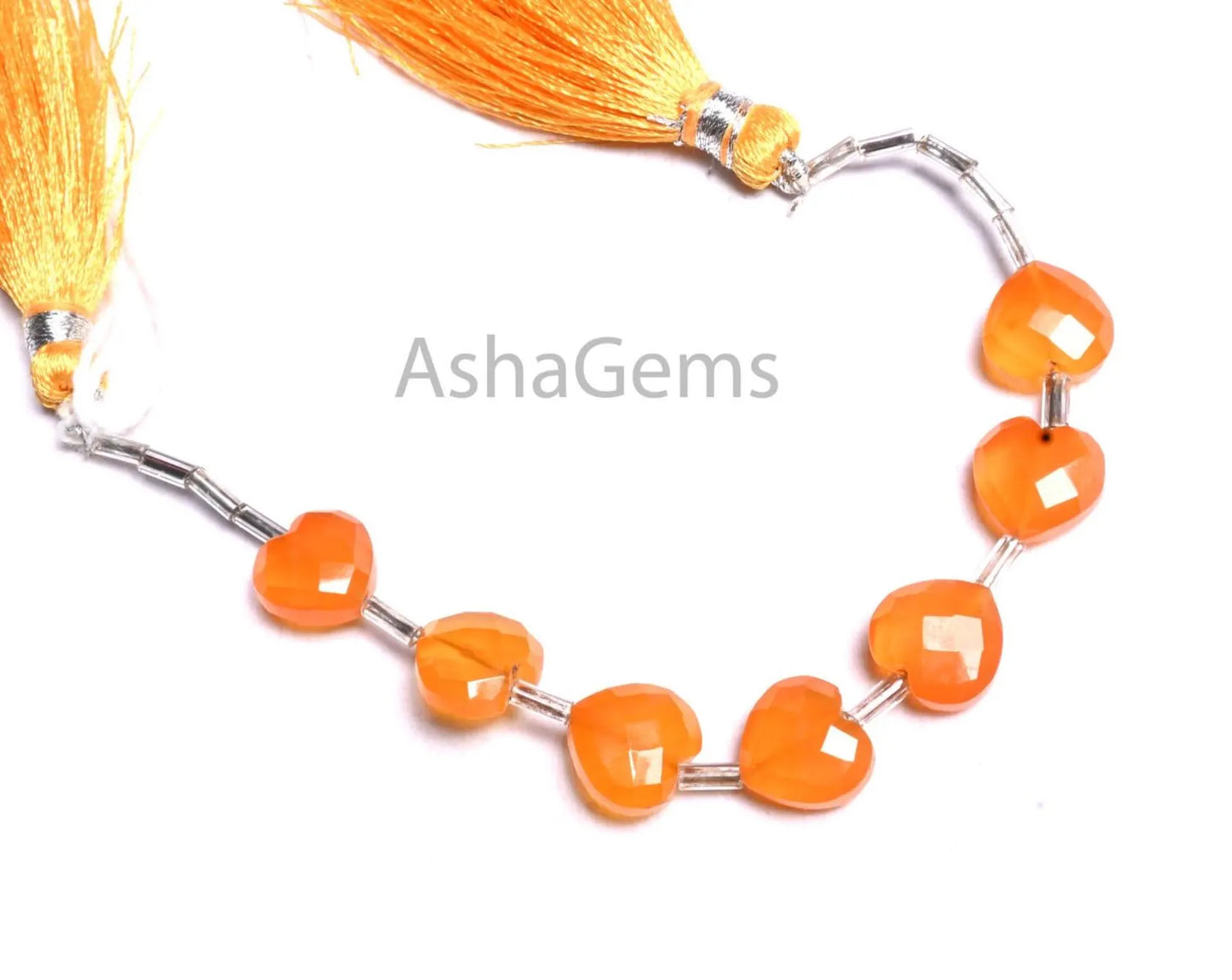Beautiful Orange Chalcedony Heart faceted Beads,10 mm AAA Chalcedony Heart Briolette Straight Drill Gemstone Chalcedony Beads Jewelry Making (AG 18900)