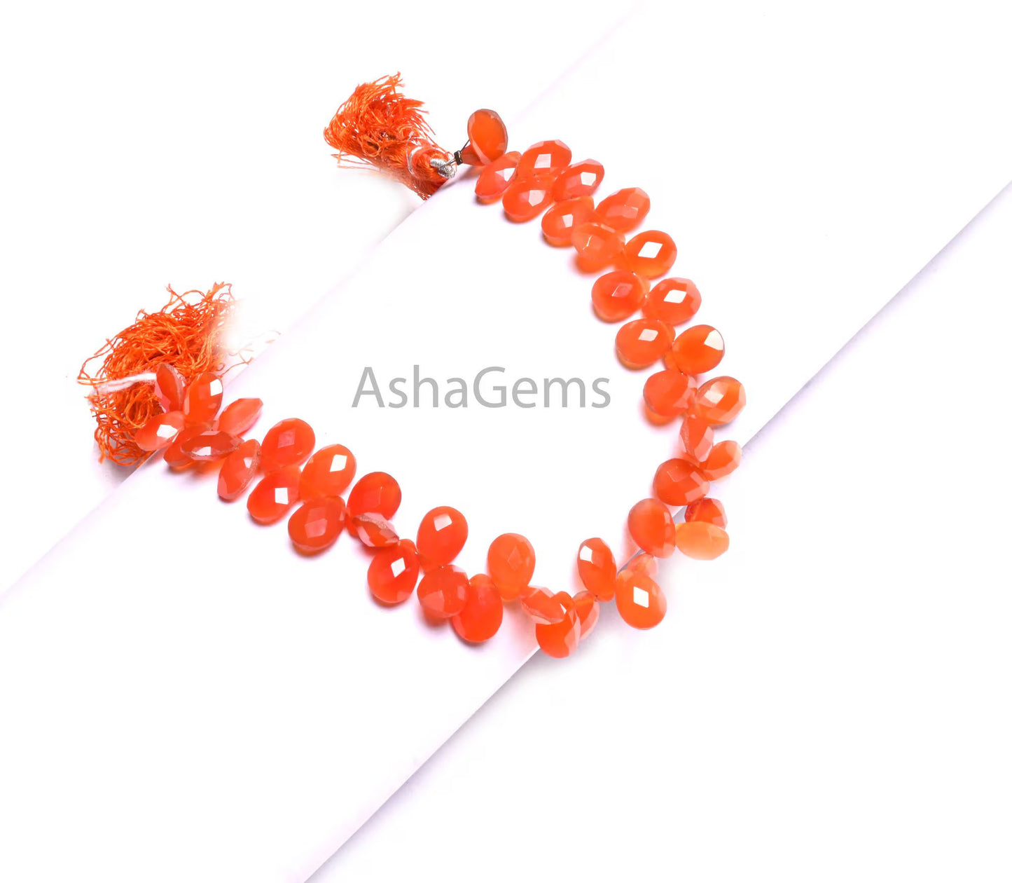 Natural Carnelian Faceted Pear Shape Gemstone Beads,8" Shaded Red Orange Carnelian Teardrop Briolette Side Drill Carnelian Bead Jewelry SALE (AG 18910)