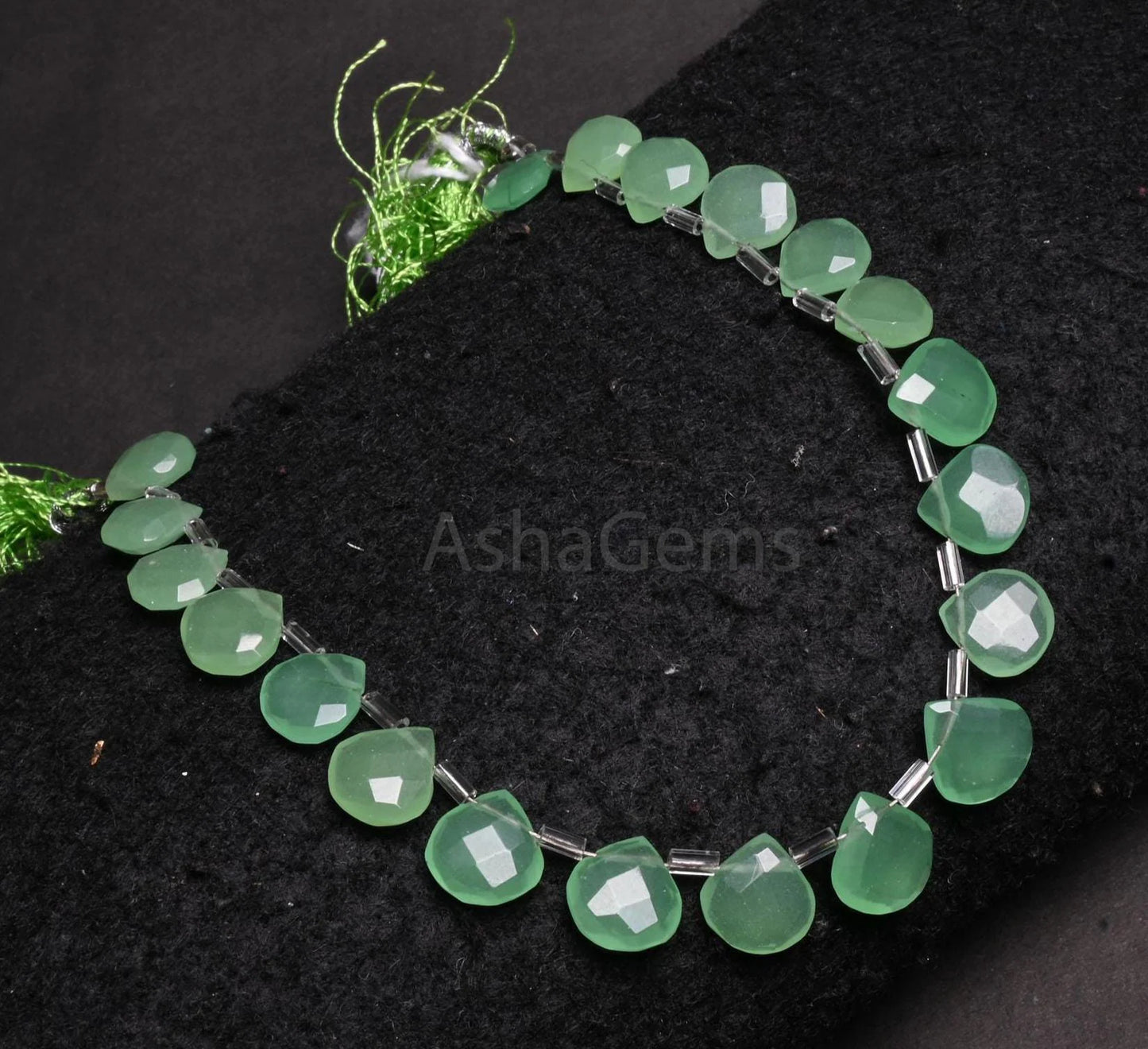 Beautiful Green Chalcedony faceted Heart Shape Beads,10-11 mm Fine Green Chalcedony Heart Briolette Side Drill Gemstone Beads Jewelry Making (AG 18915)