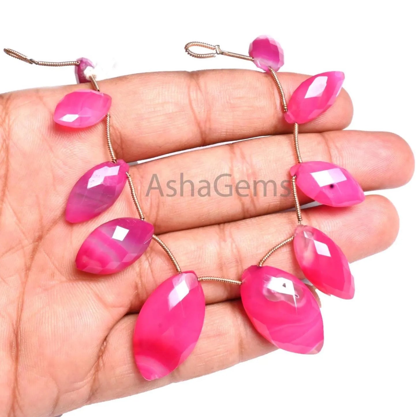 Beautiful Pink Chalcedony Fancy Marquise Shape Faceted Gemstone Beads, Shaded Hot Pink Chalcedony Briolette Beads Jewelry making Craft SALE (AG 18918 )