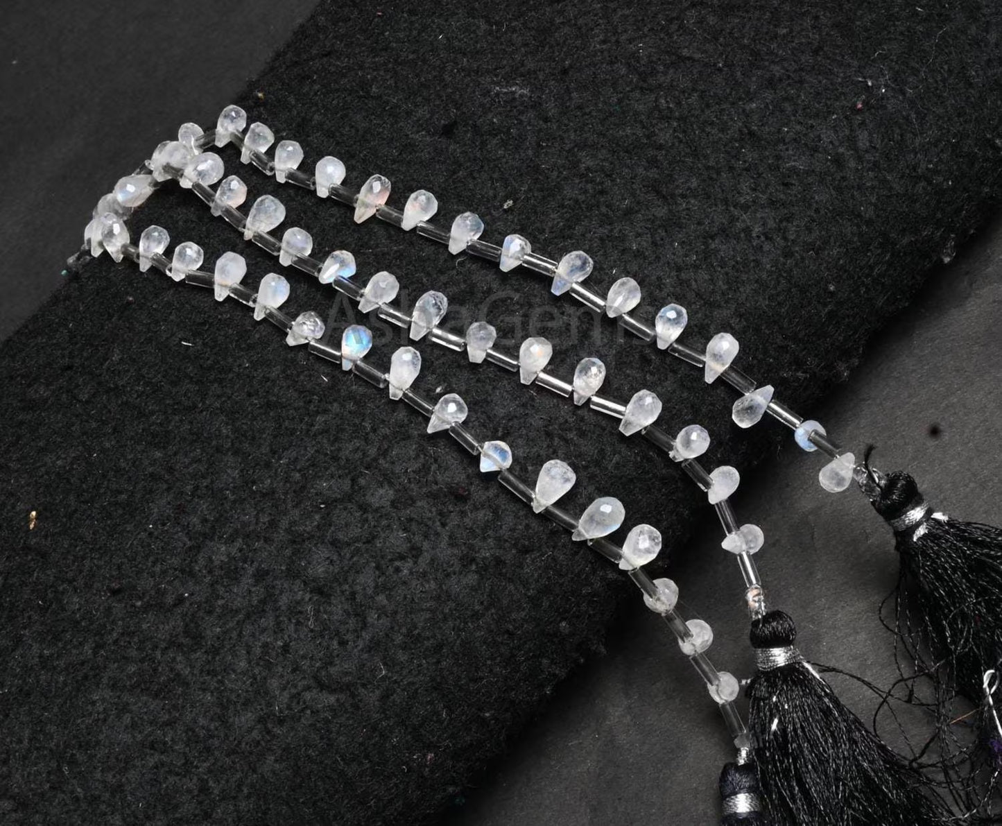Flashy Rainbow Moonstone Faceted Drops Gemstone Beads, Natural Blue Fire White Rainbow Teardrop Briolett Rainbow Moonstone Bead Jewelry SALE (AG 18923)