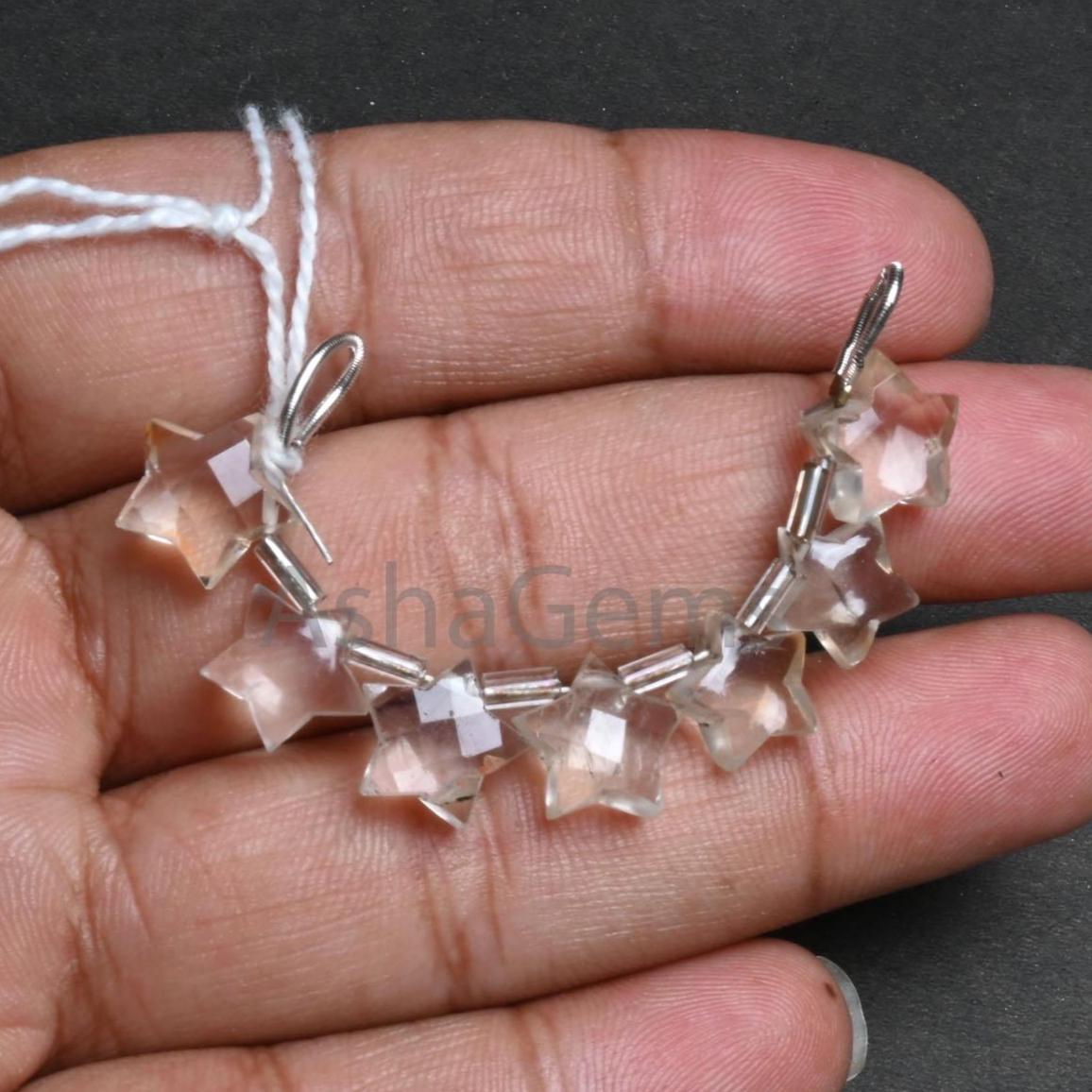 Natural Crystal quartz Moonstone Carving Star Shape Gemstone Beads, White Crystal quartz Fancy Star faceted+ smooth Carve Handmade Bead SALE AG 18869)