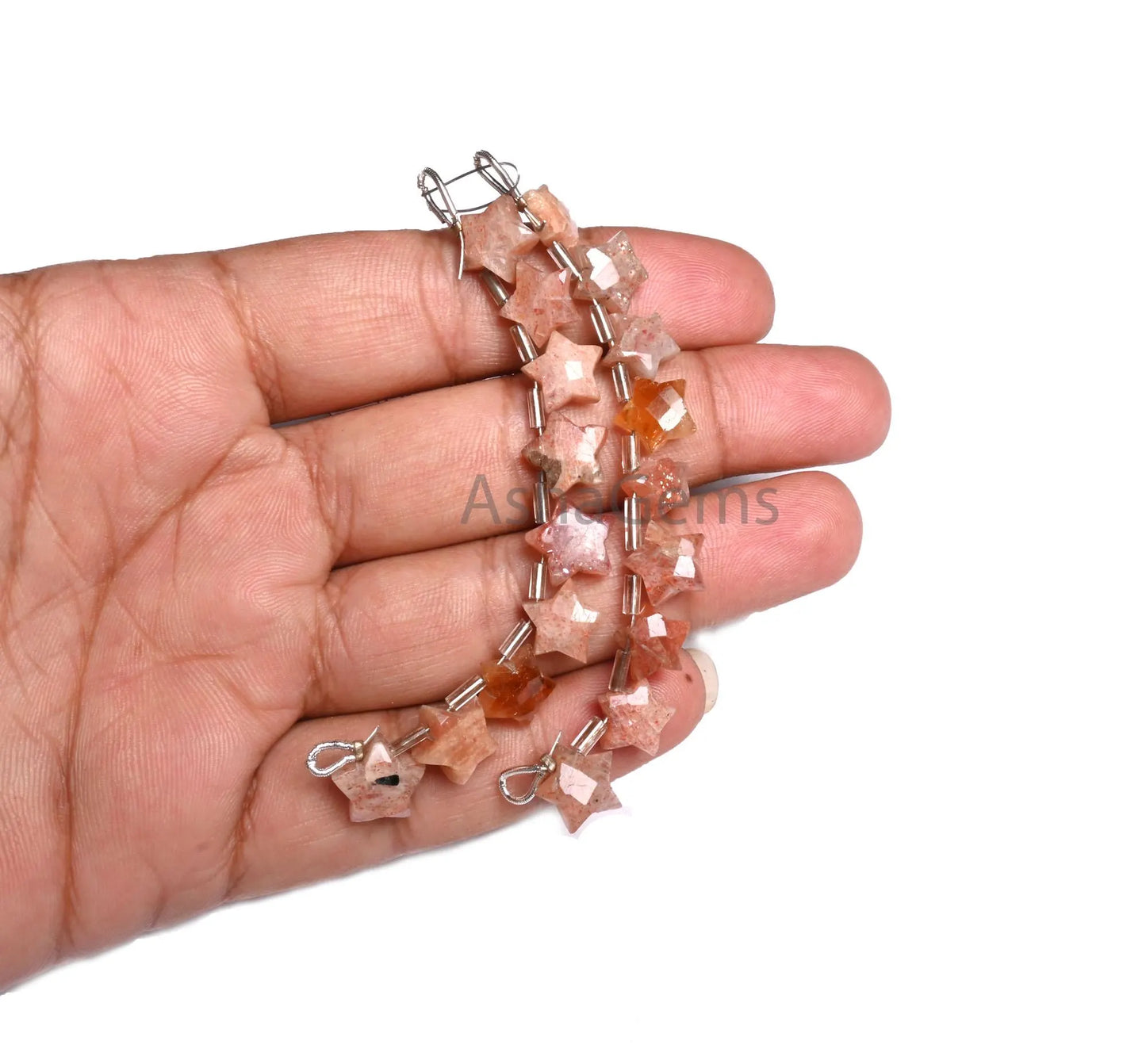 Red Sunstone Fancy carved Star shape Gemstone Beads, Natural sunstone beads, Red sunstone carving star Side Drill Beads jewelry making craft(AG 18884)