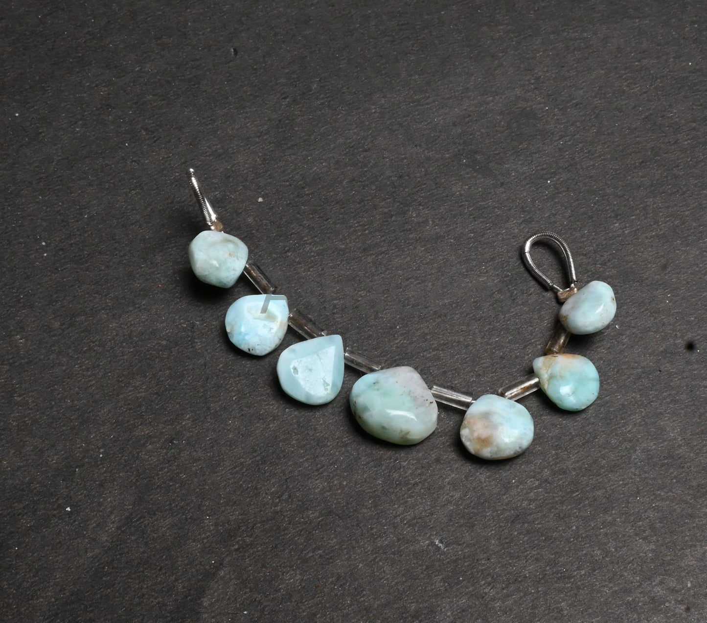 Beautiful Blue larimar Smooth Heart Shape Handmade Beads,7-10 mm Natural larimar Plain Heart Side Drill Larimar Gemstone Beads Jewelry Craft (AG 18891)