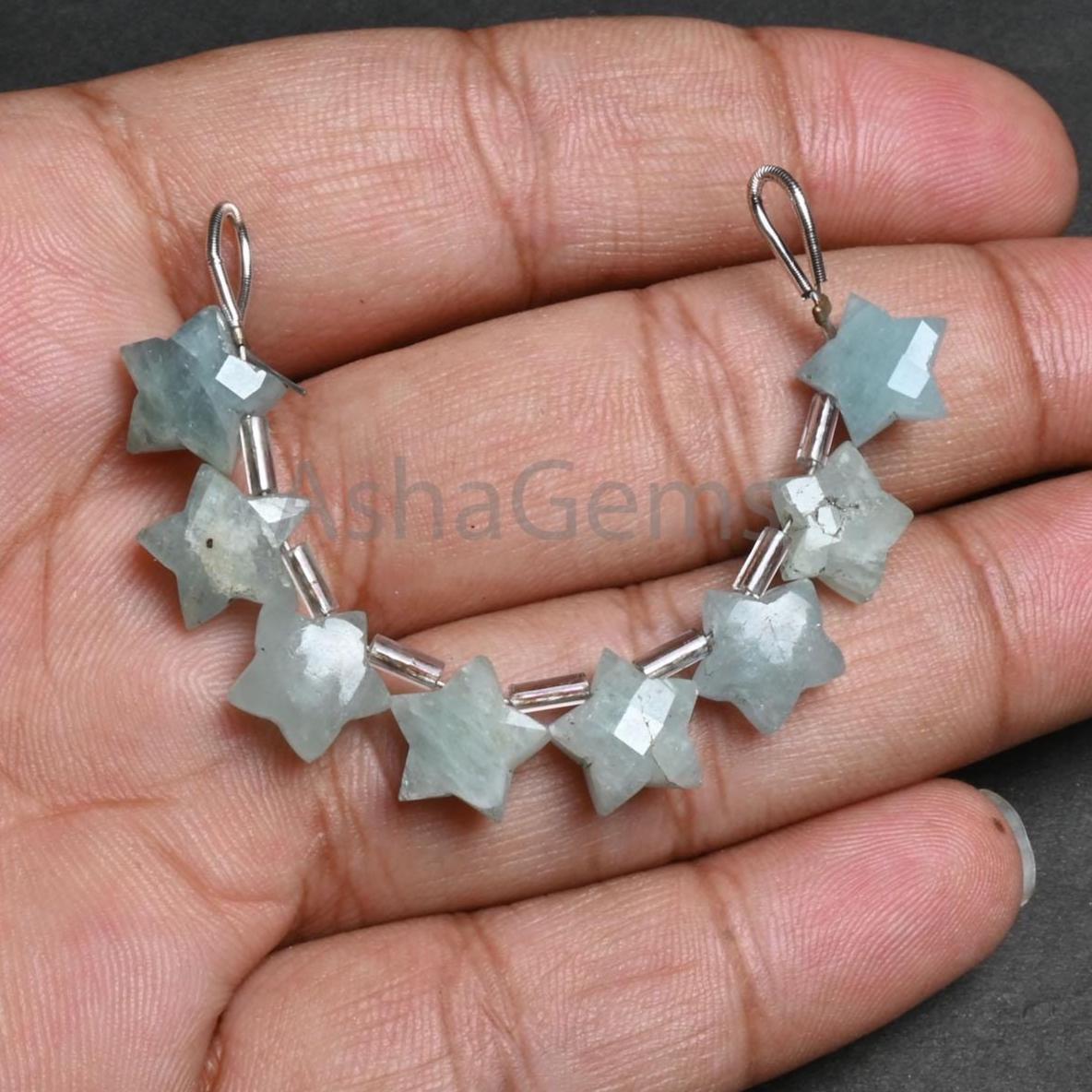 Natural Aquamarine Beryl Fancy Star Shape faceted Beads,10mm Fine Raw Aquamarine Fancy Star Briolette Gemstone Carve Bead Jewelry Craft SALE (AG 18895)