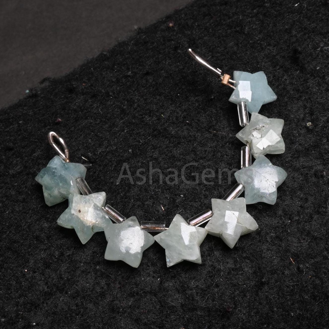 Natural Aquamarine Beryl Fancy Star Shape faceted Beads,10mm Fine Raw Aquamarine Fancy Star Briolette Gemstone Carve Bead Jewelry Craft SALE (AG 18895)