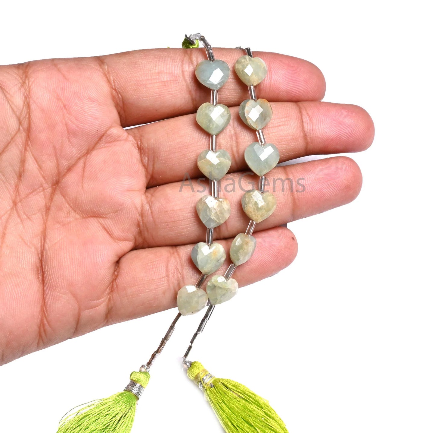 10mm Natural Aquamarine Beryl Faceted Heart Shape Gemstone Beads Raw Aquamarine Fancy Heart Briolette Straight Drill Bead Jewelry Craft SALE (AG 18902)