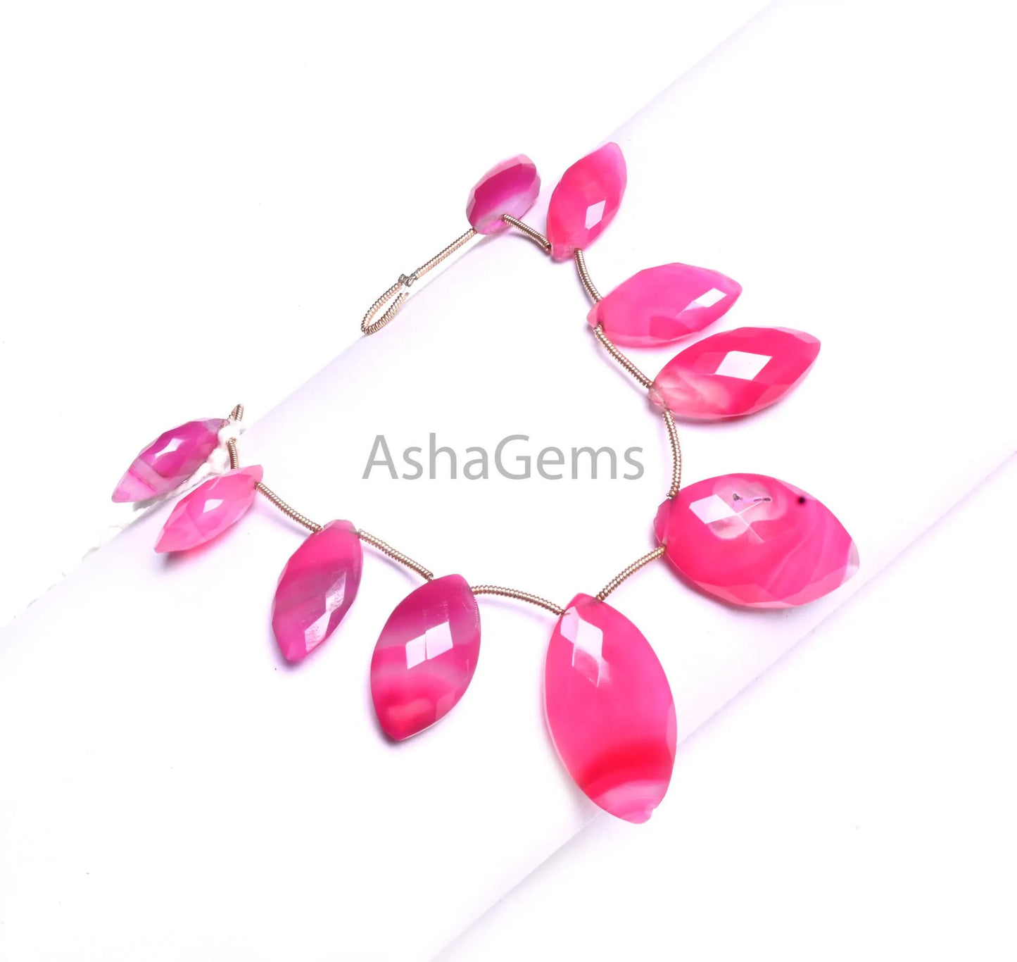 Beautiful Pink Chalcedony Fancy Marquise Shape Faceted Gemstone Beads, Shaded Hot Pink Chalcedony Briolette Beads Jewelry making Craft SALE (AG 18918 )