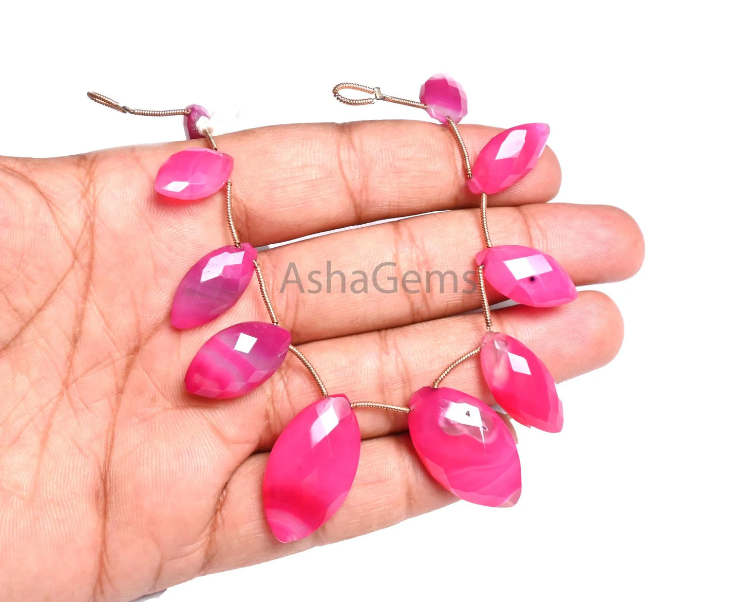 Beautiful Pink Chalcedony Fancy Marquise Shape Faceted Gemstone Beads, Shaded Hot Pink Chalcedony Briolette Beads Jewelry making Craft SALE (AG 18918 )