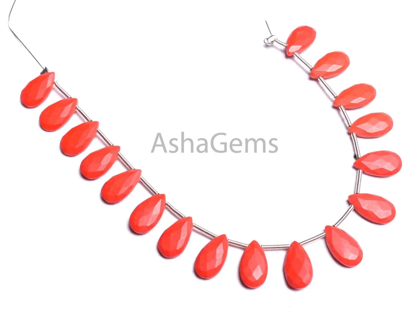 AAA Coral Hydro Fancy Pear Shape Faceted Beads,6-11 mm Red Coral Hydro Teardrop Side Drill Briolette Gemstone Bead Jewelry Making Craft SALE (AG 18922)
