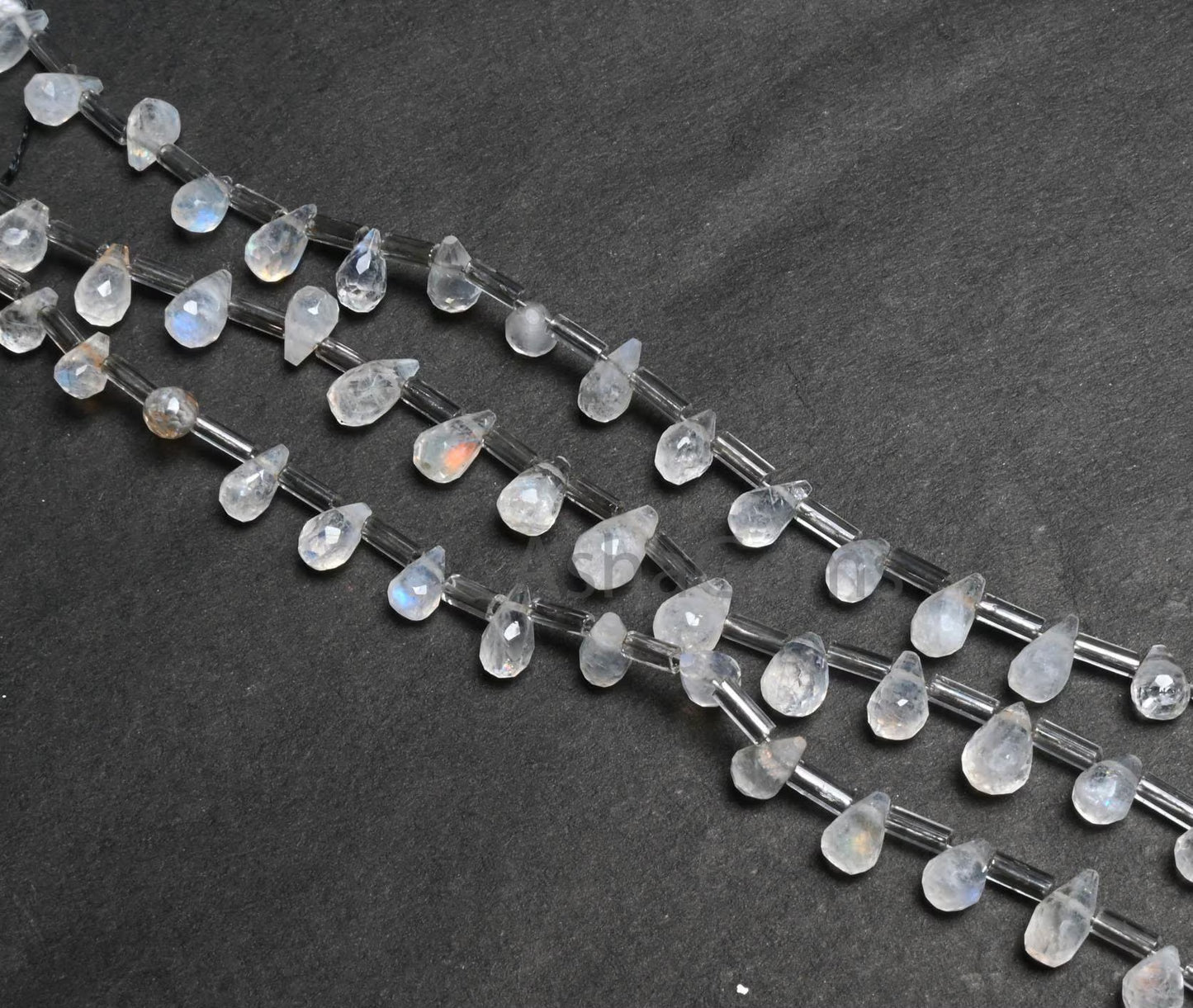 Flashy Rainbow Moonstone Faceted Drops Gemstone Beads, Natural Blue Fire White Rainbow Teardrop Briolett Rainbow Moonstone Bead Jewelry SALE (AG 18923)