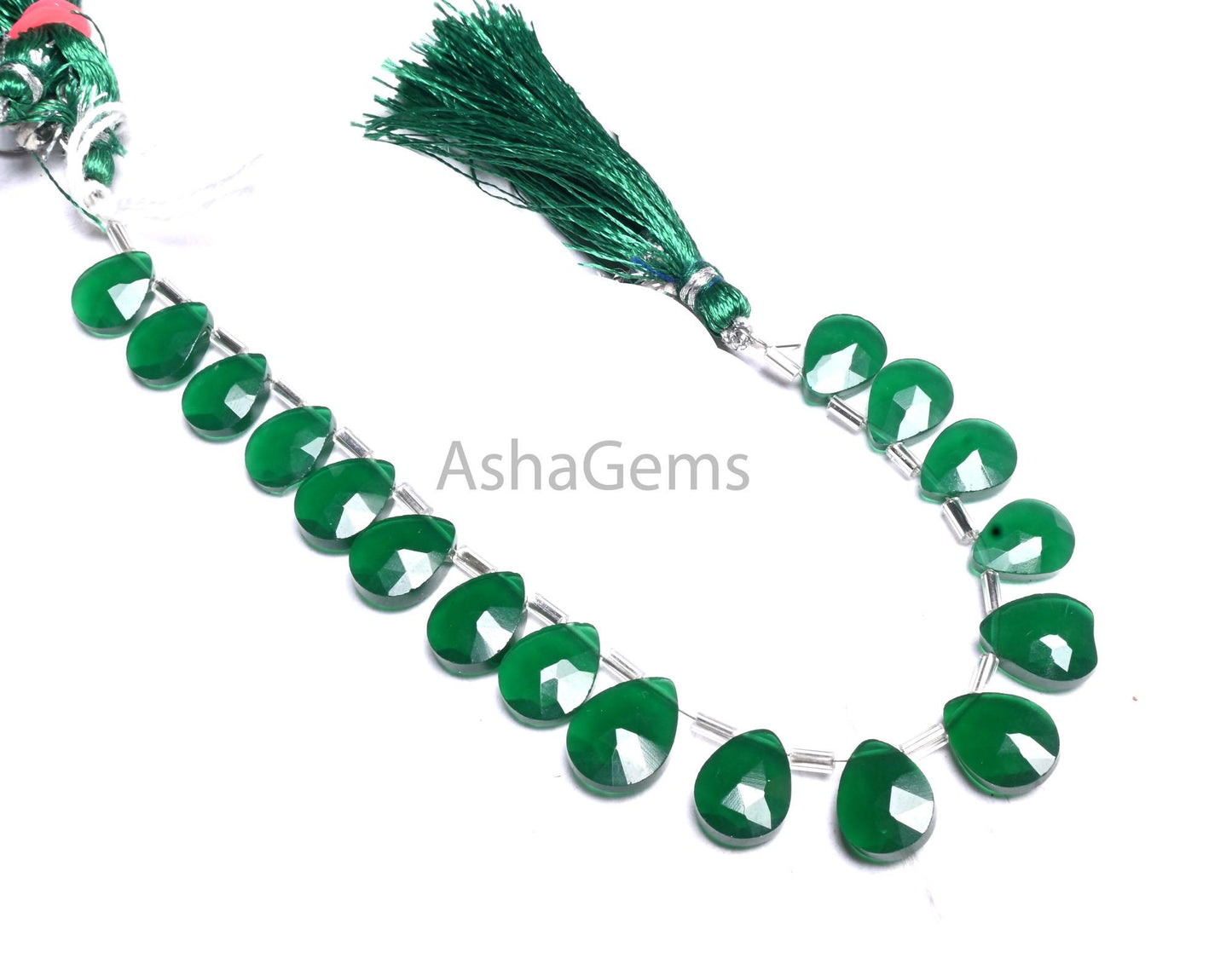 AAA Quality Green Quartz Hydro Faceted Pear Beads,8.5x11-10x14 mm Green Onyx Color Hydro Teardrop Briolette Side Drill Beads Jewelry Makings (AG 18929)
