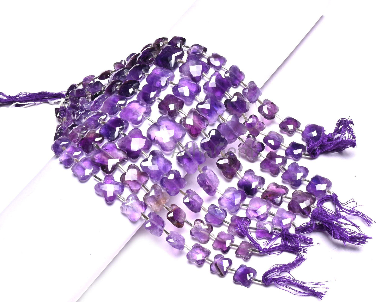 Fine Purple Amethyst Fancy Carved Flower Shape Gemstone Faceted Beads, Natural Amethyst Carving Square T Drill Briolette Bead Jewelry Making (AG 18932)
