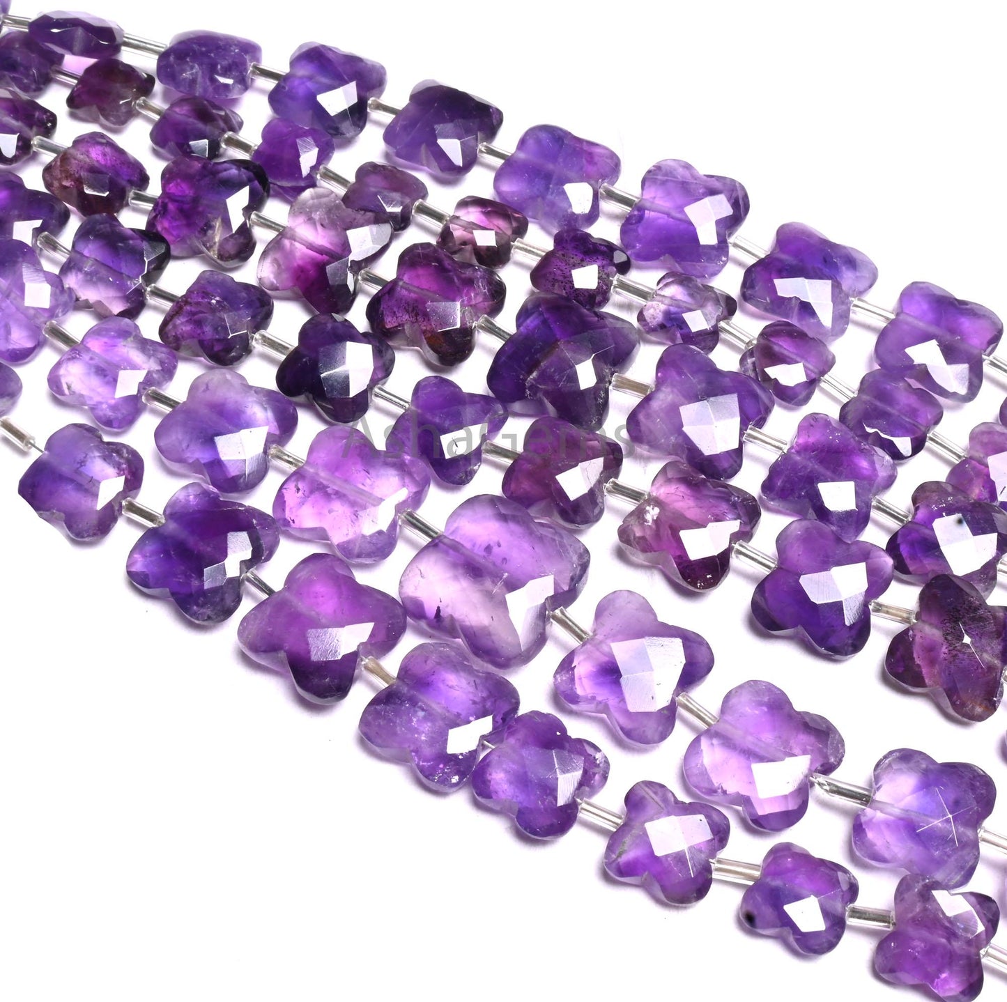 Fine Purple Amethyst Fancy Carved Flower Shape Gemstone Faceted Beads, Natural Amethyst Carving Square T Drill Briolette Bead Jewelry Making (AG 18932)