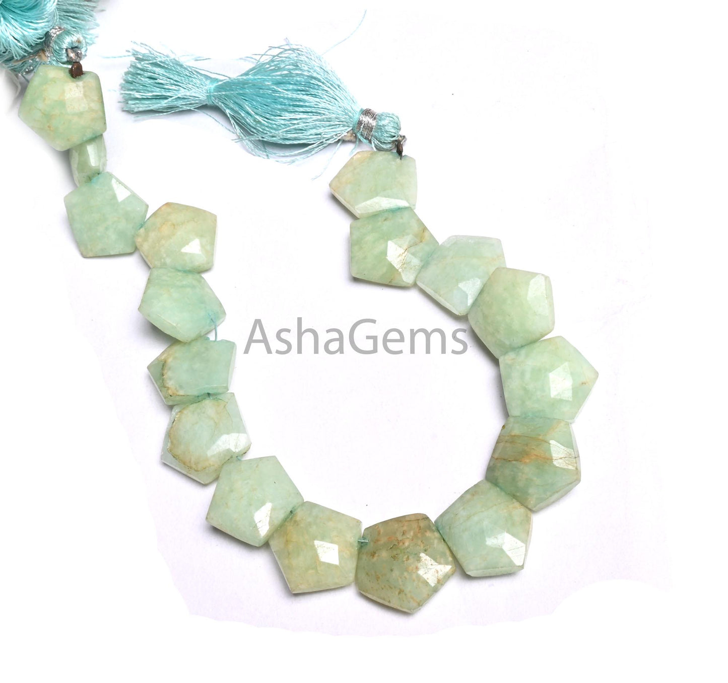 Natural Amazonite Fancy Hexagon Shape Gemstone Loose Beads,8" Beautiful Light Blue Amazonite Faceted Star Briolette Amazonite Beads Jewelry (AG 18936)