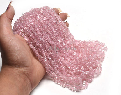 AAA Quality Rose Quartz Smooth Oval Gemstone Beads, Natural Pink Rose Quartz Plain Handmade Uneven Tiny Oval Beads Jewelry Handicraft SALE