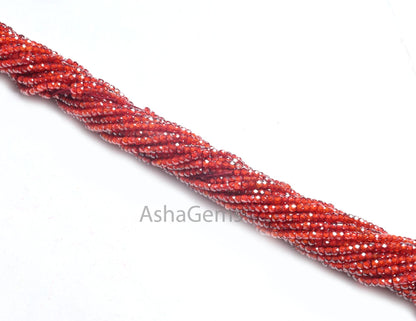 13" Beautiful Zircon Micro Cut Rondelle Faceted Tiny Gemstone Beads,2.5 mm AAA Quality Red Orange Cubic Zircon Machine Cut Bead Jewelry SALE