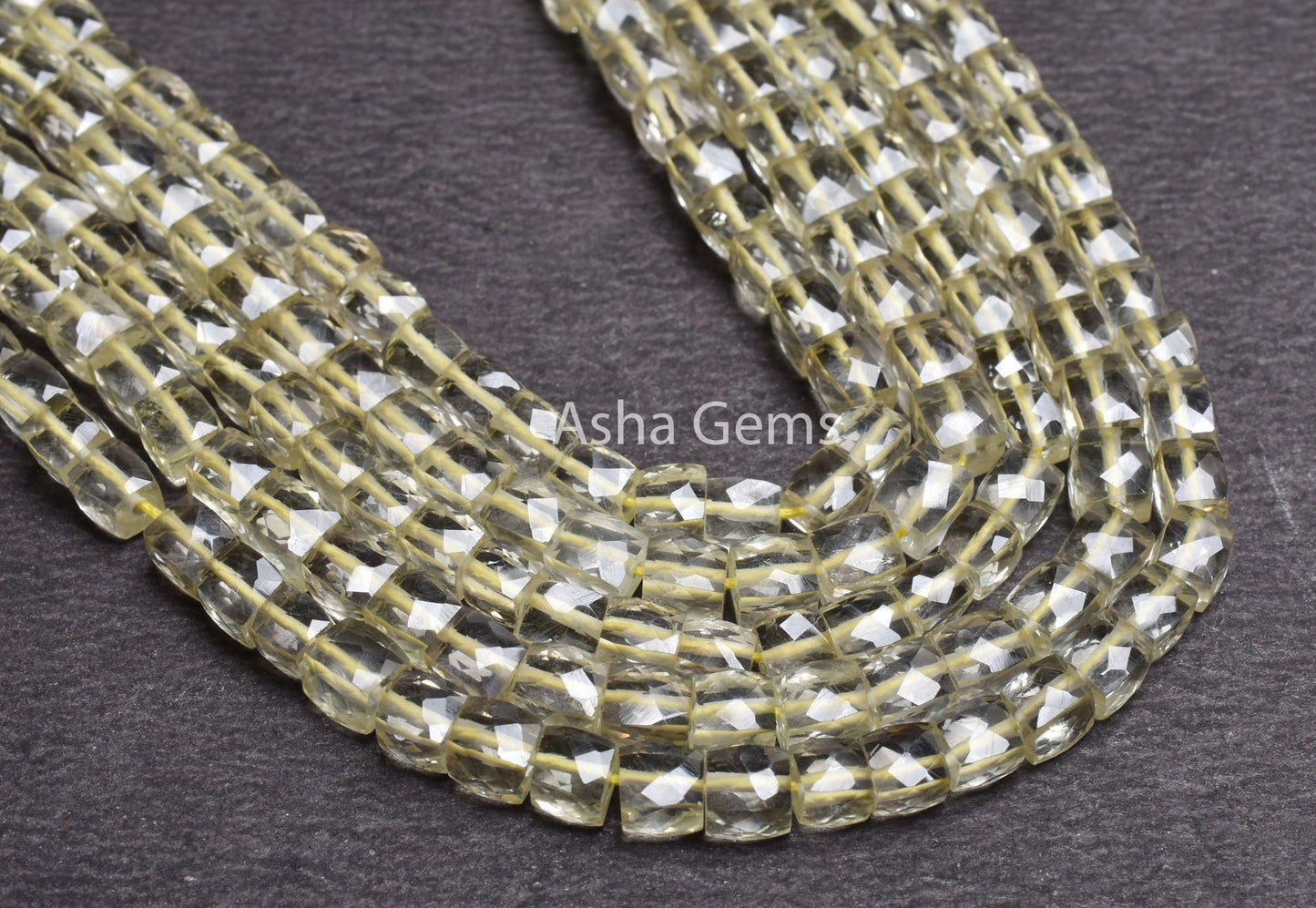 Natural Lemon Quartz Faceted Box Shape Beads,9" Natural Yellow Lemon Tiny 3D Cube Box Gemstone Center Drill Beads Jewelry Making Craft SALE