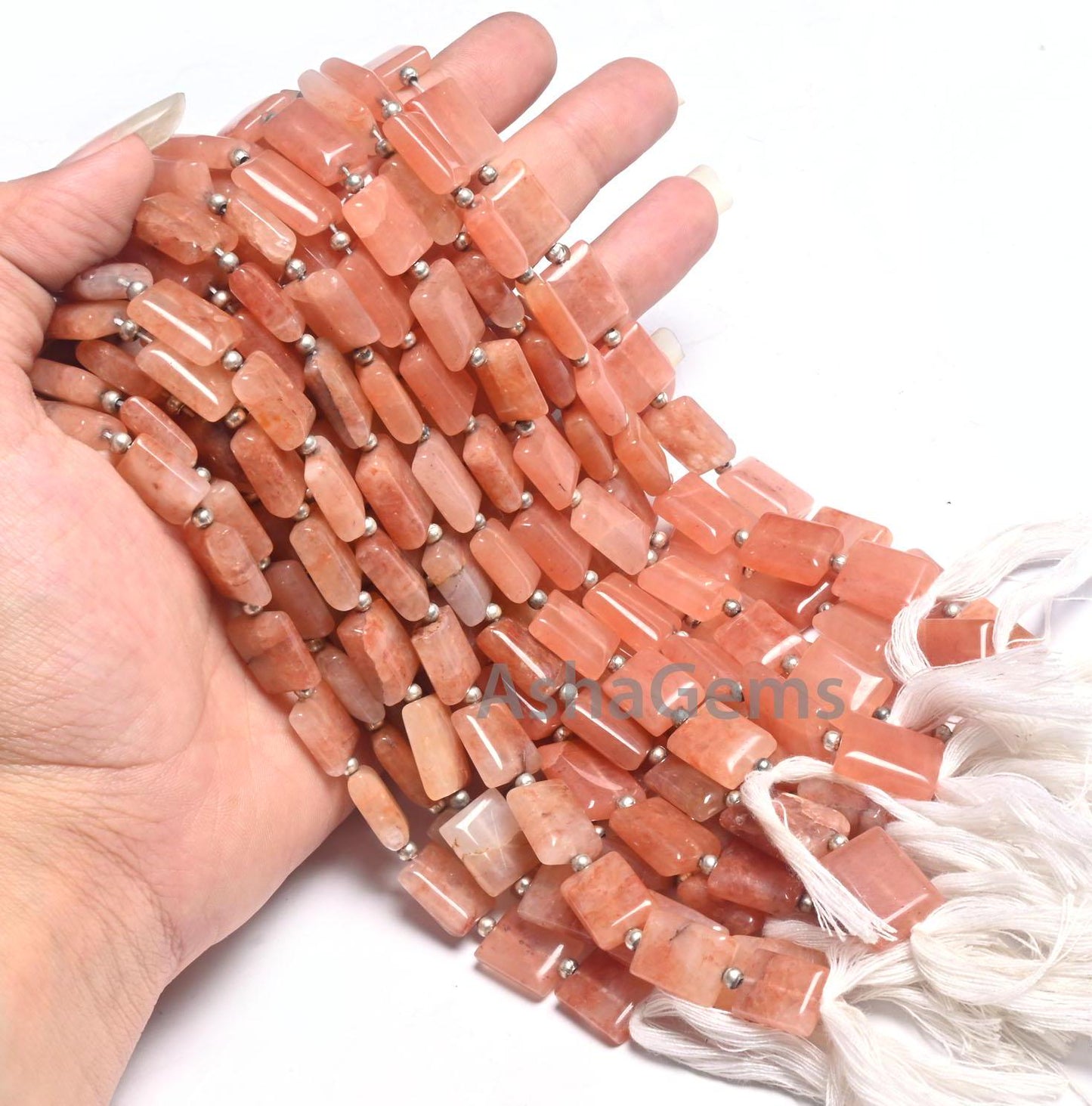 Beautiful Peach Quartz Rectangle Shape Smooth Gemstone Beads,9" Pink Quartz Fancy Chicklet Straight Drill Handmade Beads Jewelry Crafts SALE