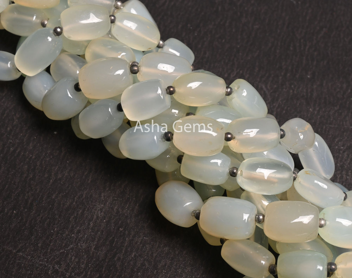 Light Aqua Blue Chalcedony Fancy Barrell Shape Handmade Beads,8" Strand Chalcedony Beads, Fine Chalcedony Smooth Fancy Gemstone Bead Jewelry