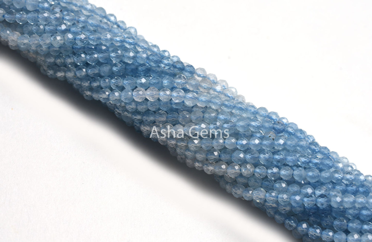 2.5 mm AAA Aquamarine Machine Cut Faceted Gemstone Beads, Natural Shaded Blue Aquamarine Micro Cut Rondelle Beads, Tiny Aquamarine Bead SALE