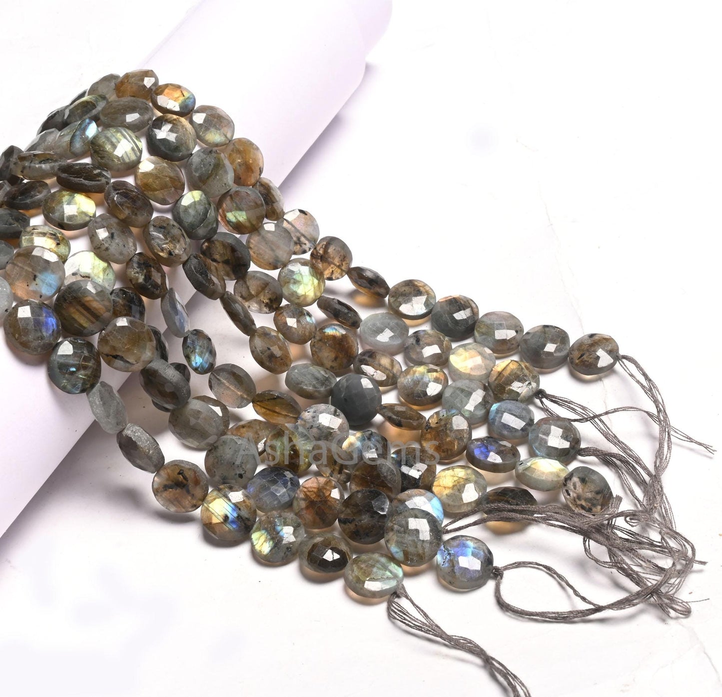 Beautiful Labradorite Faceted Coin Shape Gemstone Beads, natural Multi Flash Black rainbow Coin Briolette T- Drill labradorite Beads Jewelry