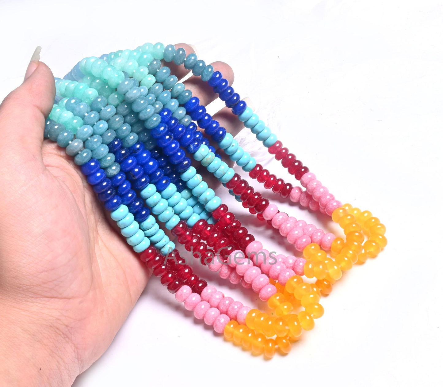 8mm Beautiful Mix Color jade Quartz Smooth Rondelle Beads, Fine Rainbow Disco Color Quartz Multi Shaded Gemstone Colorful Beads Jewelry SALE (AG 12315 )