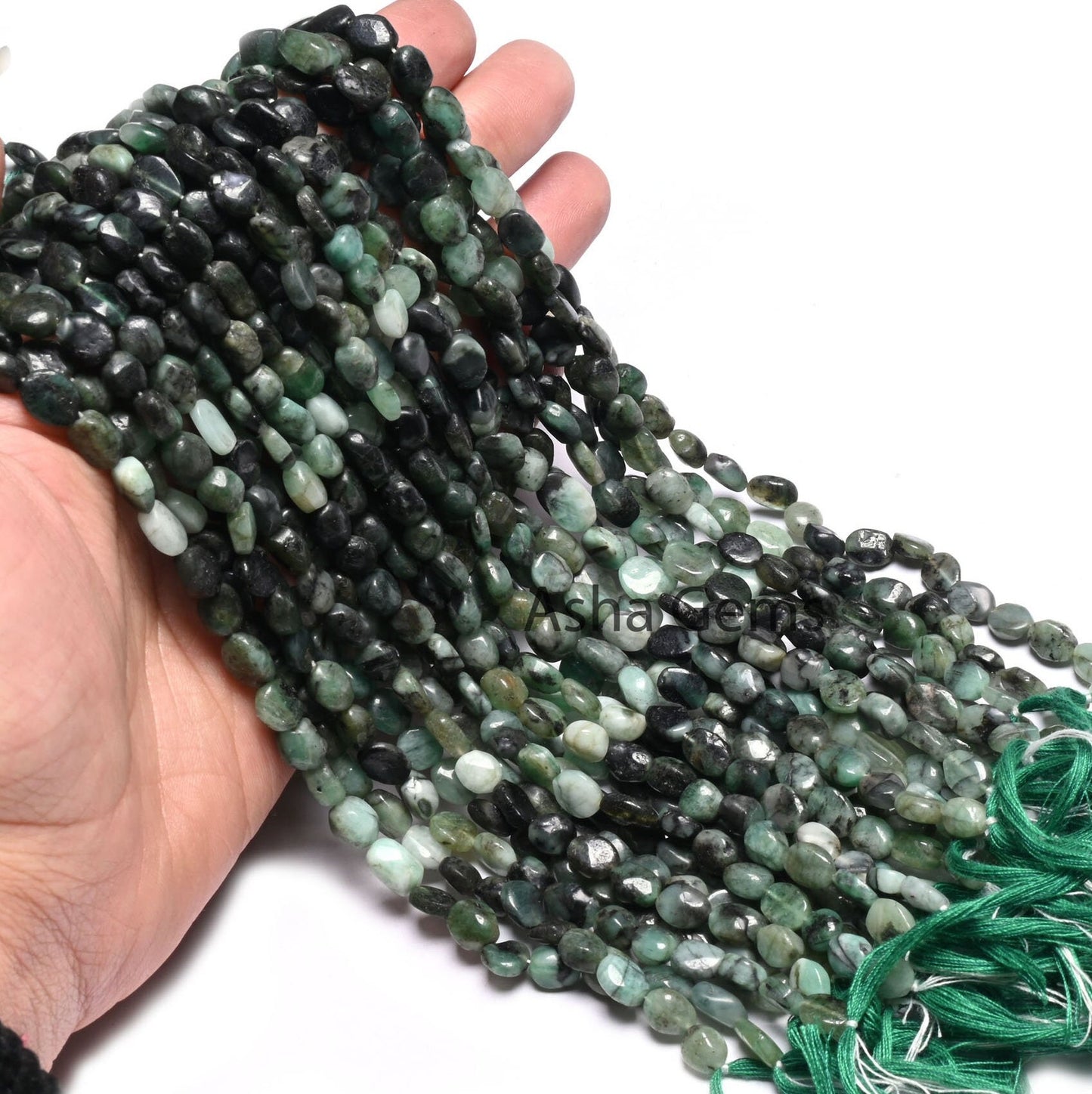 Beautiful Shaded Green Emerald Smooth Oval Gemstone Loose Beads,12.5" Natural Sakota Emerald Handmade Uneven Oval Emerald Beads Jewelry SALE