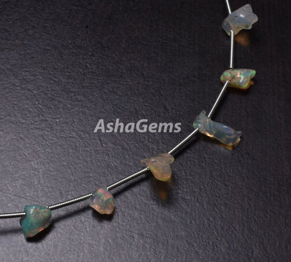 Natural Welo Fire Ethiopian Opal Raw Nuggets Beads, 5.5-14 mm Beautiful Rainbow Fire Untreated Ethiopian Opal rough Beads, Rock Mineral Opal