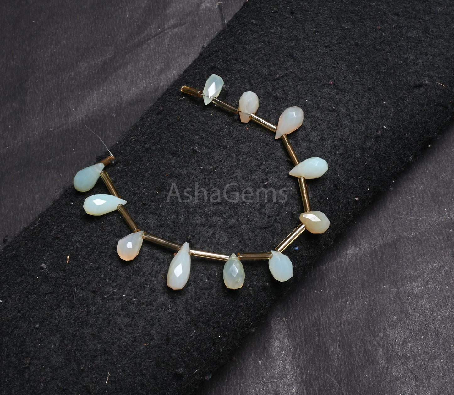 Beautiful Chalcedony faceted Drops Shape beads, Light Aqua Blue Chalcedony Indian Cut Handmade Teardrop bead, Chalcedony Bead Jewelry Crafts