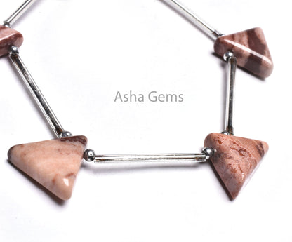 Beautiful Picture Jasper Fancy Triangle Shape Side Drill Beads, Shaded Brown Jasper Smooth Trillion Gemstone Beads, Jasper Bead Jewelry SALE