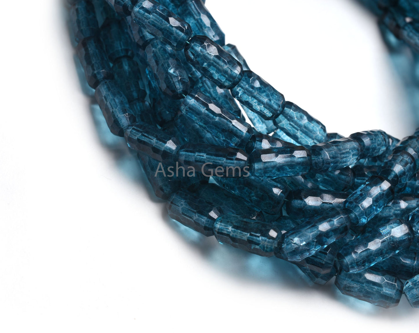 AAA Crystal Coated Concave Cut faceted Barrel Beads, London Blue Coated Crystal Concave Cut Fancy Barrel Gemstone Bead Necklace Jewelry SALE