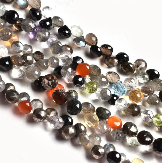 Beautiful Multi Color Gemstone Faceted Onion Shape Beads Disco Onion Briolette Beads,8"Strand Natural Mix Color Stone Faceted Onion Beads