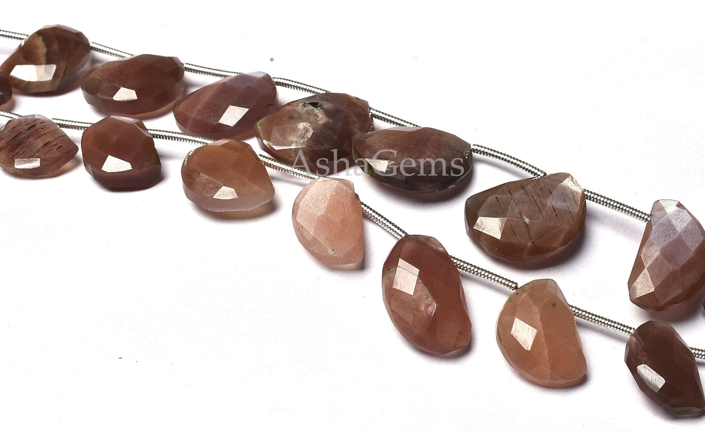 Amazing Chocolate Moonstone Beads,fancy D Shape Beads,Moonstone Faceted Beads,6.5" Strand Shaded Brown Moonstone Faceted Checker Cut Beads