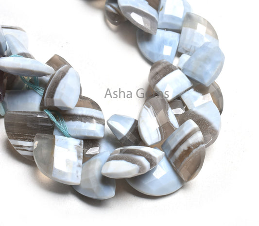 15-20 mm Blue Boulder Opal Fancy Heart Gemstone Beads, Boulder Opal Faceted 3 Corner Shape Fancy  Side Drill Briolette Beads Jewelry Makings