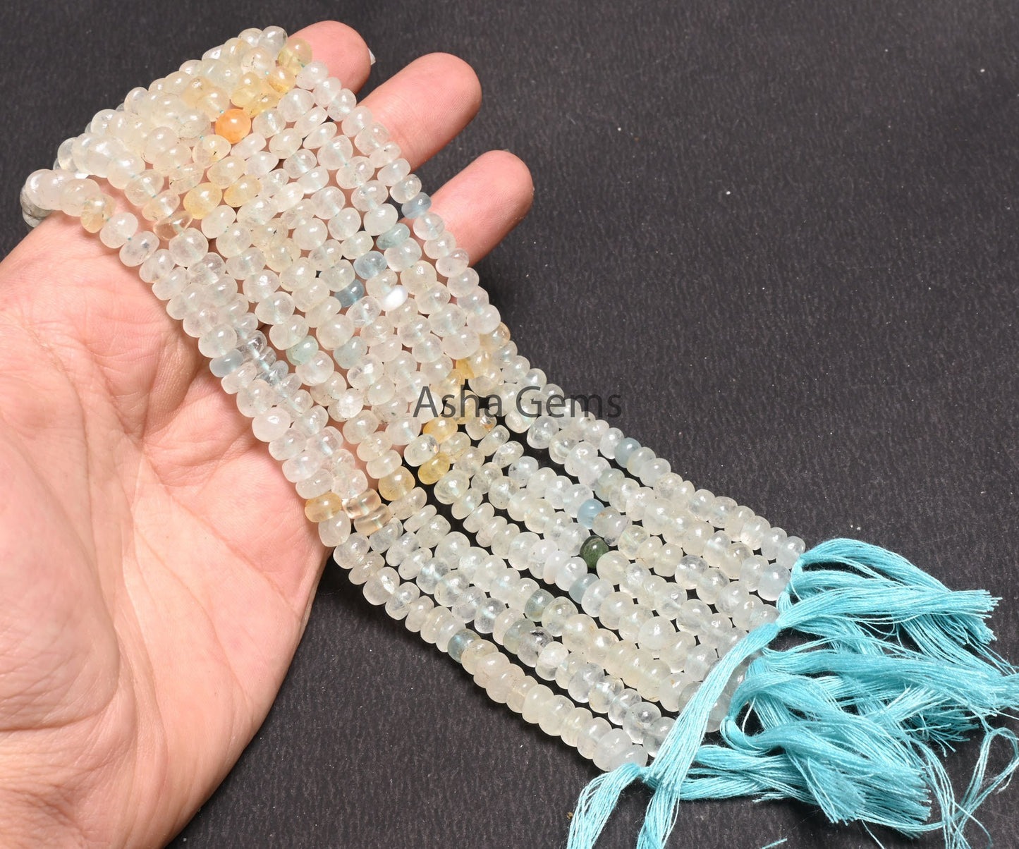 Natural Raw Aquamarine Handmade Uneven Rondelle Beads,8" Shaded Light Aqua Blue Smooth Gemstone Loose Beads, Aquamarine Bead Jewelry makings