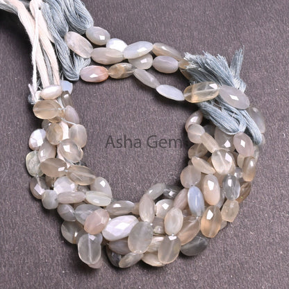 Beautiful Grey Moonstone faceted Oval Shape Beads,9" Strand Natural Moonstone Briolette Oval Beads, grey Moonstone Oval Gemstone Beads Craft