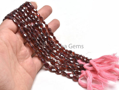 Beautiful Garnet Indian Cut Oval Briolette Beads, Natural Red Garnet Faceted Oval Straight Drill Gemstone Bead, Garnet Beads Jewelry Crafts